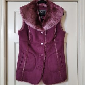TERRY LEWIS NWOT Classic Luxuries Faux Suede Faux Fur Vest VEGAN - S